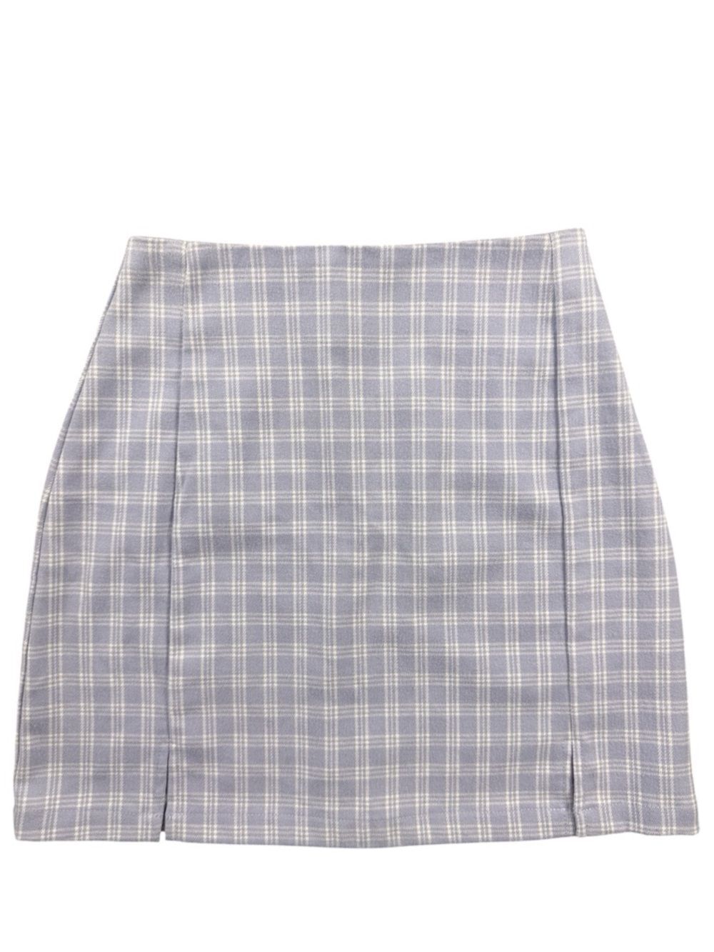 J. Galt Blue Plaid Mini Skirt Side Slit Brandy Melville Preppy